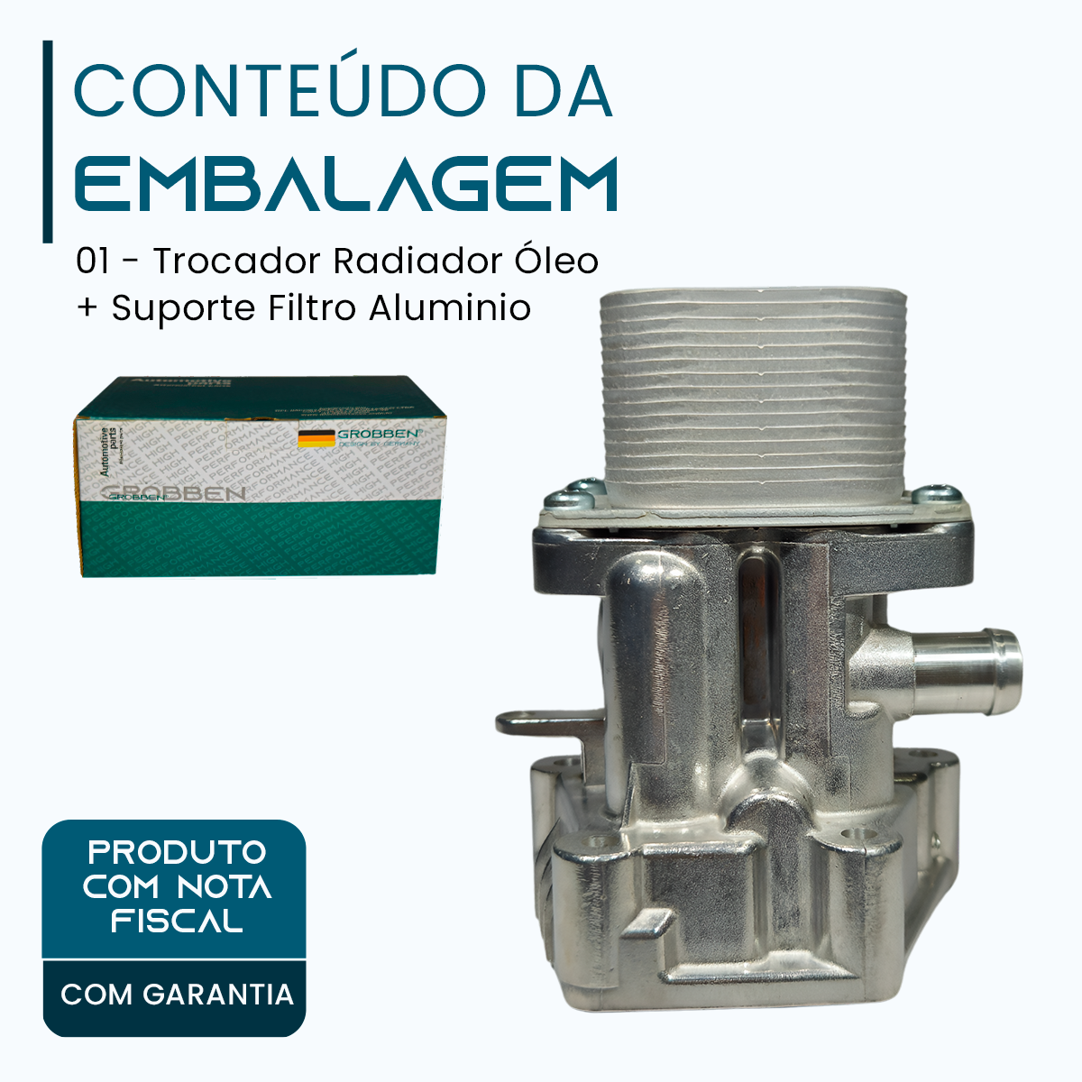 Trocador Radiador Óleo + Suporte Filtro VW AMAROK 2.0 TDI Alumínio - Grobben - Imagem 2