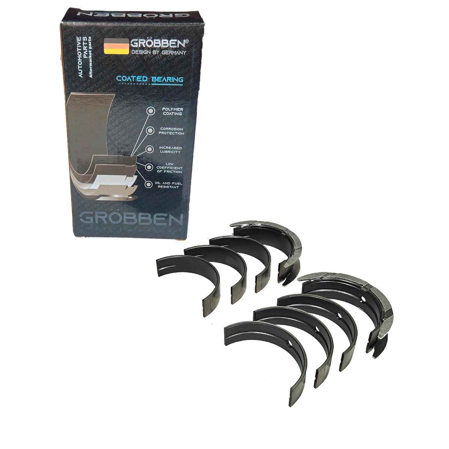 Bronzina de Mancal com Tratamento LAND ROVER 276DT / 306DT 2.7T / 3.0T STD Diesel (8unid) - Grobben
