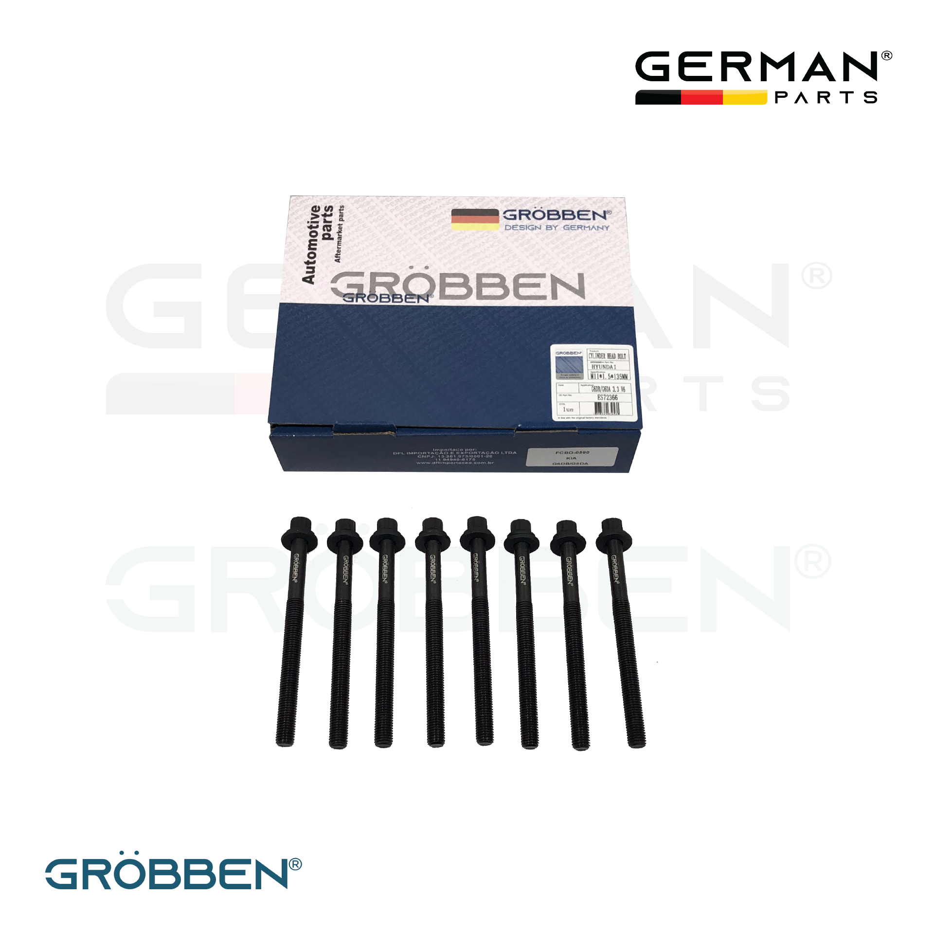 Parafuso de Cabeçote HYUNDAI G6DB/G6DA 3.3 V6 8un - Grobben - Imagem 2