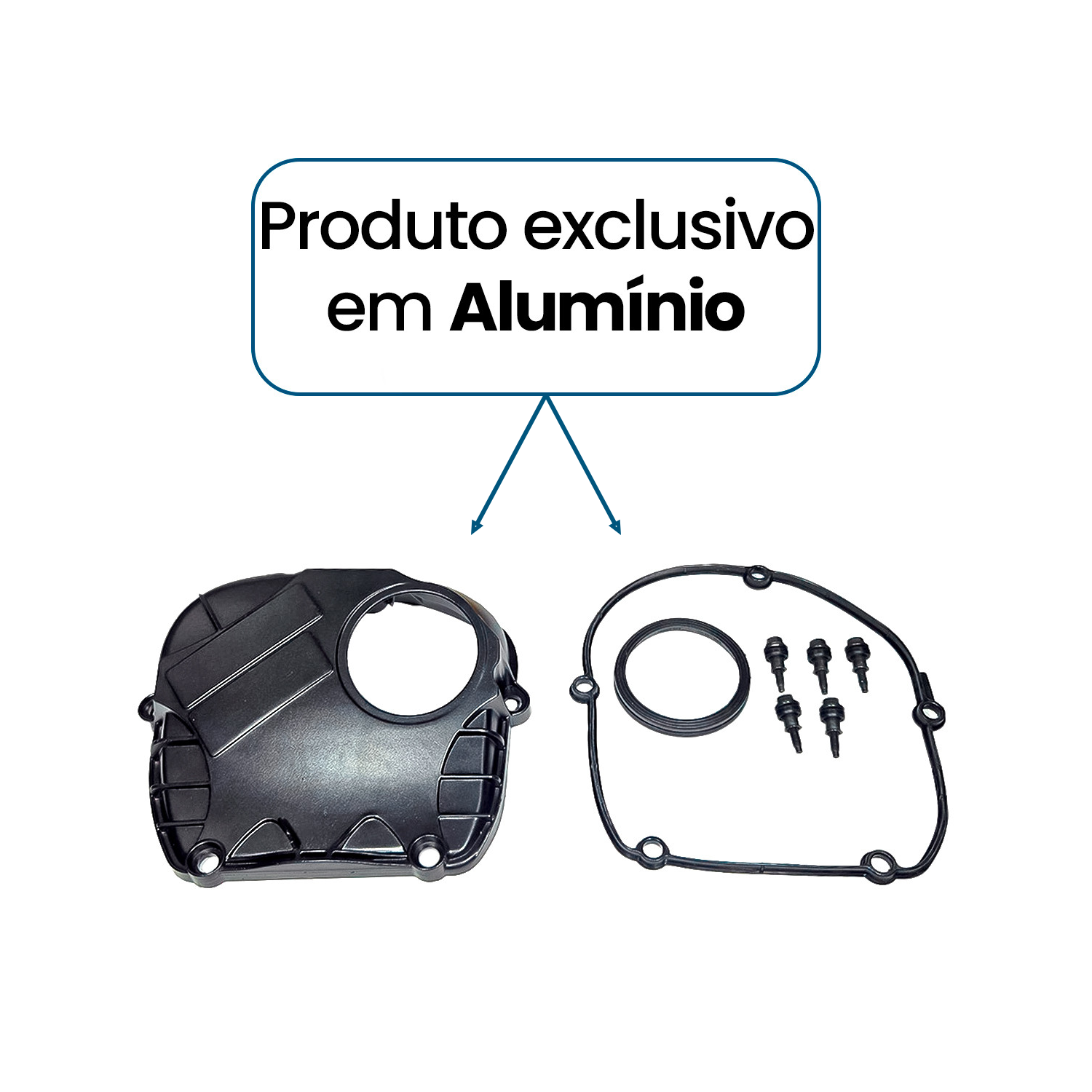 Tampa Lateral Corrente Comando AUDI EA888 1.8T/2.0T 2GEN aluminio - Grobben 5 FUROS E UMA SAIDA - Imagem 2